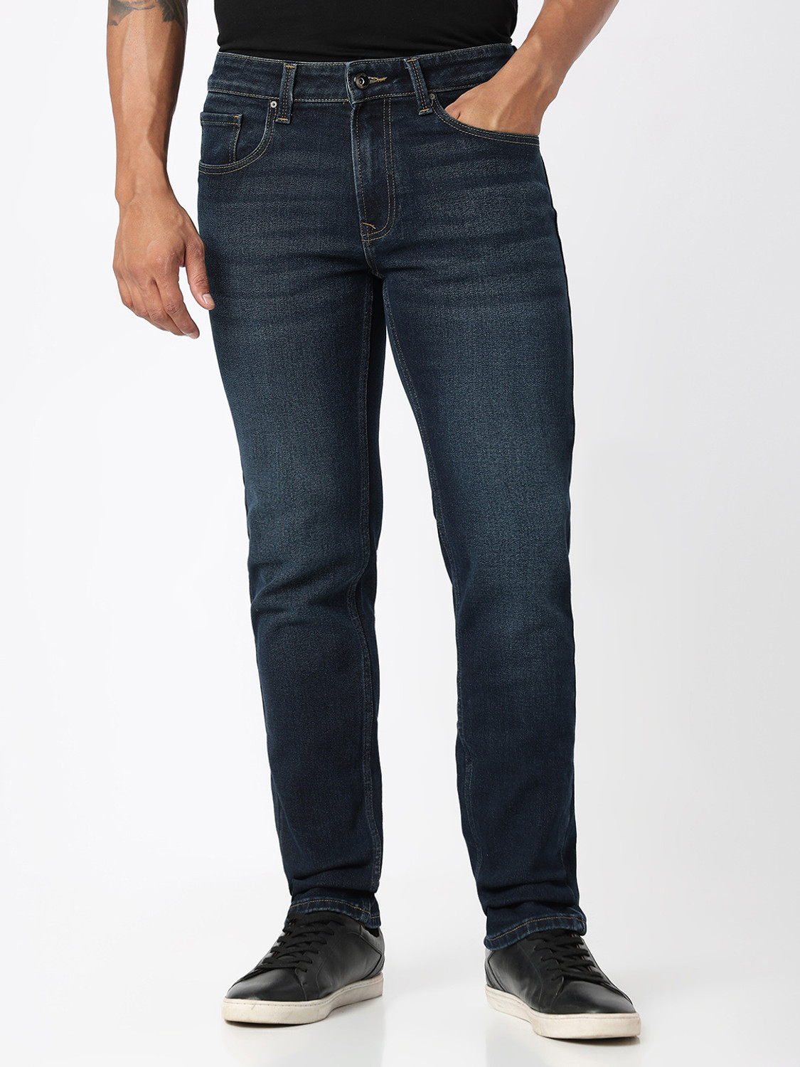 Image of Spykar Regular Men Dark Blue Jeans