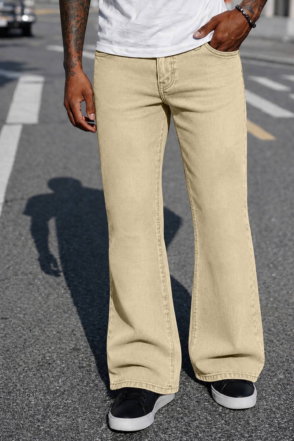 Plus91 Boot-Leg Men Beige Jeans - Image 3
