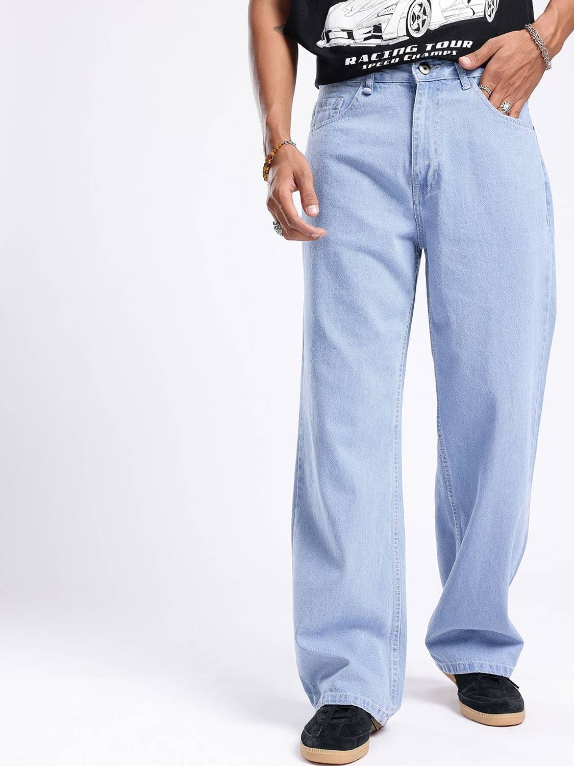 Glitchez Loose Fit Men Blue Jeans