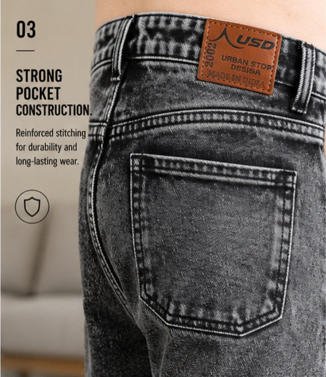 Image of USD Mom Fit Men Grey Jeans