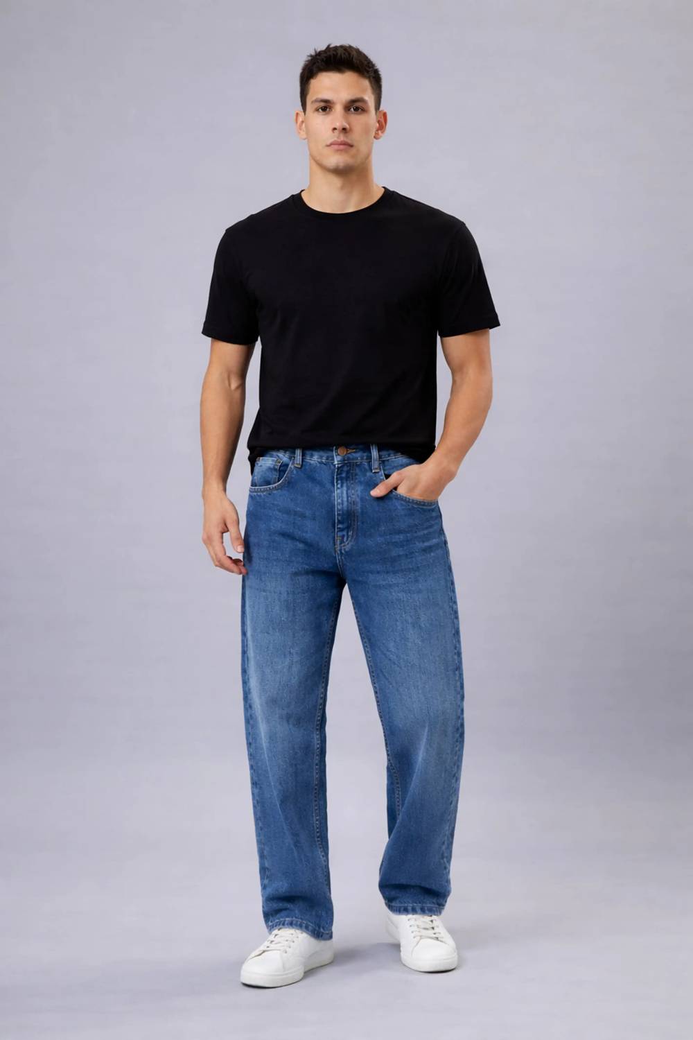 DAXROX Wide Leg Men Blue Jeans - Image 4