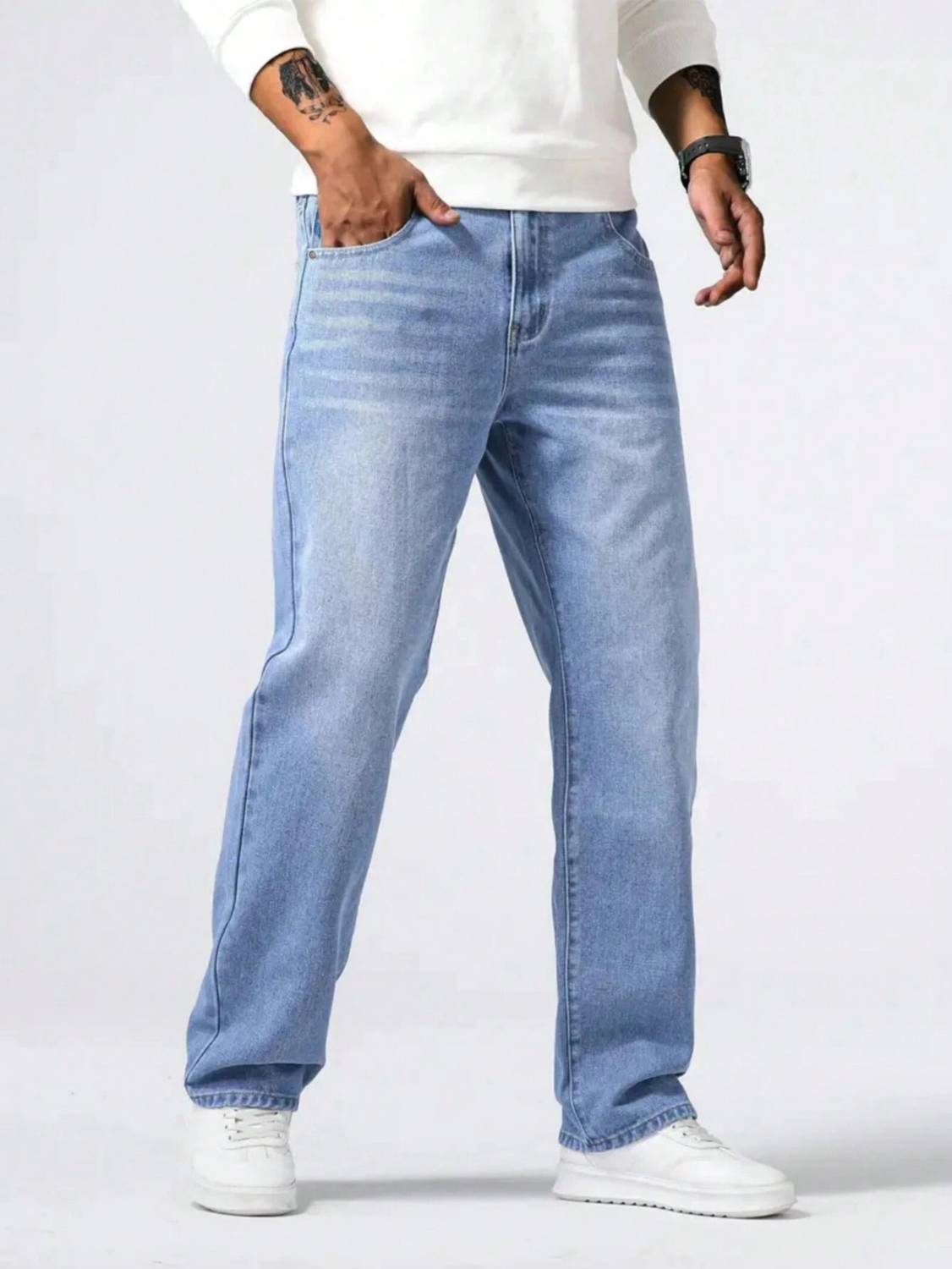 Tashanbaaz Straight Fit Men Light Blue Jeans - Image 1