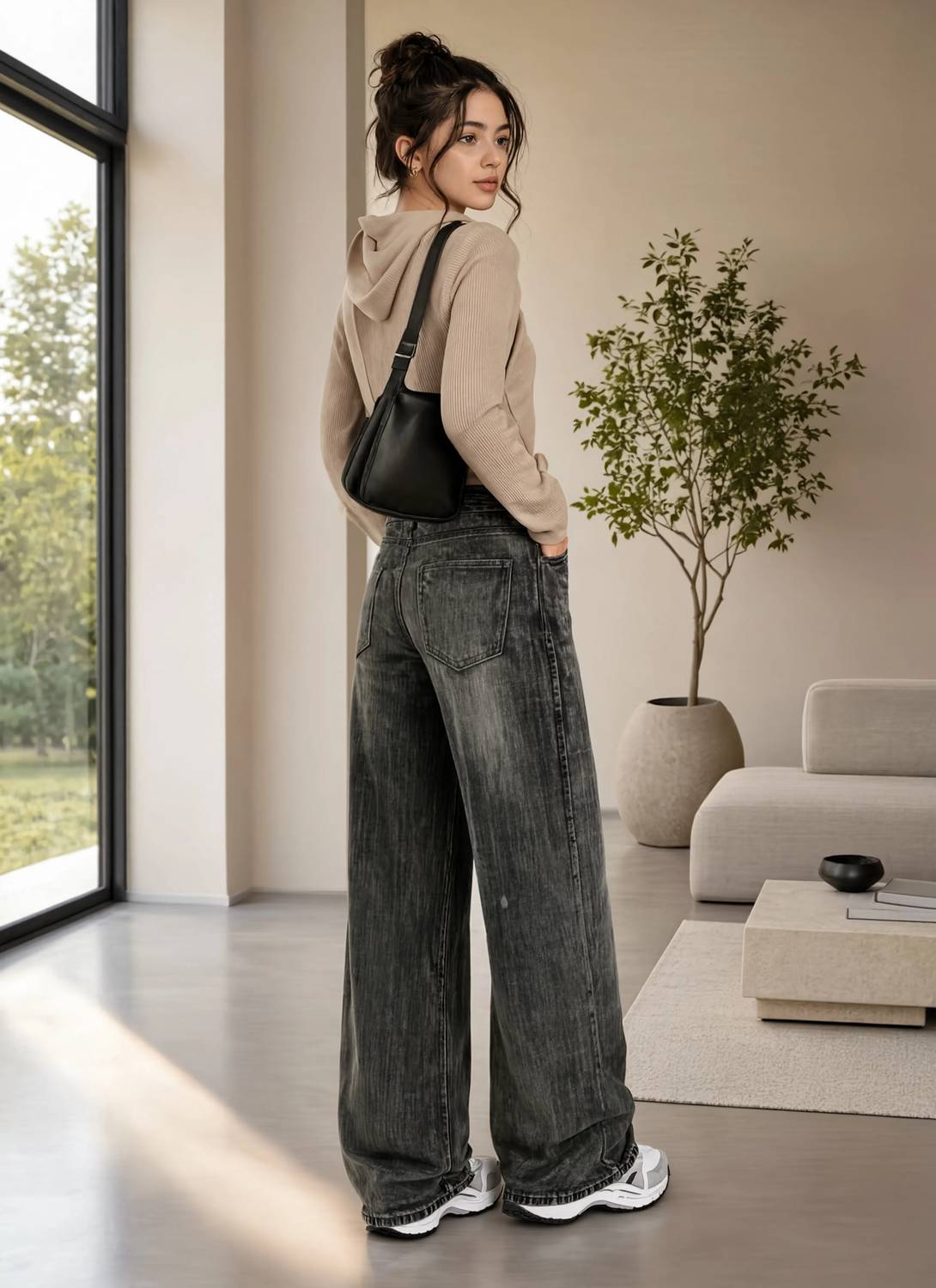KP Denim Co Wide Leg Black Jeans - Image 2