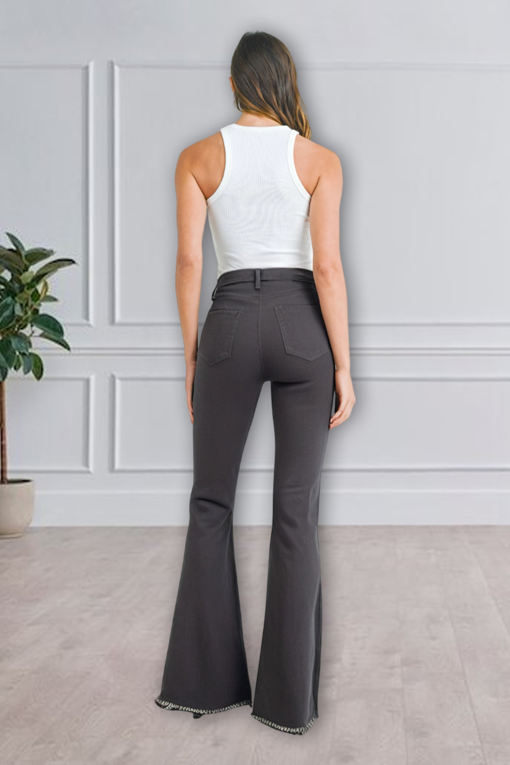 Image of GOLD-D.A FASHION Boot-Leg Women Grey Jeans