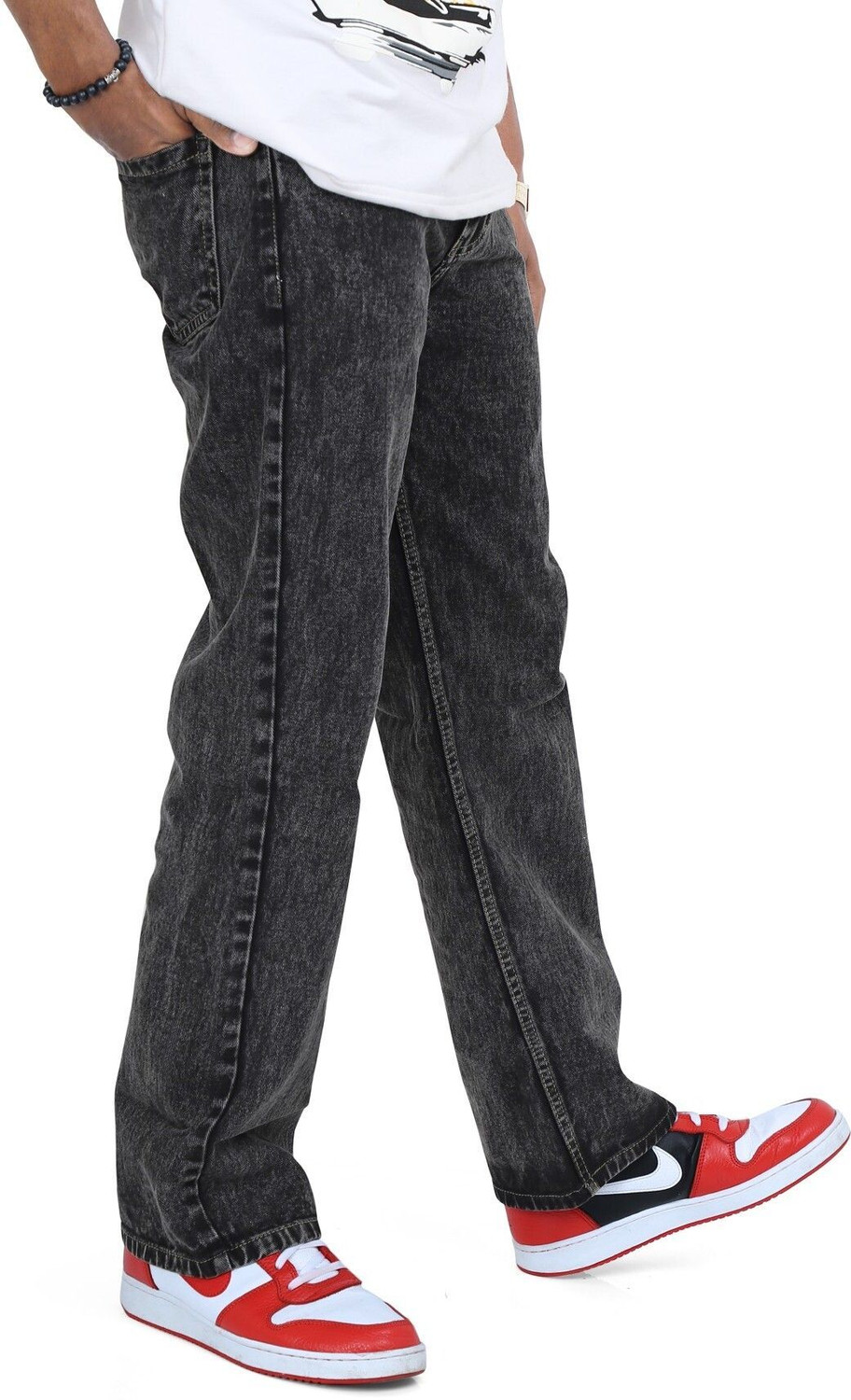 Image of LOOKONCE Straight Fit Men Grey Jeans