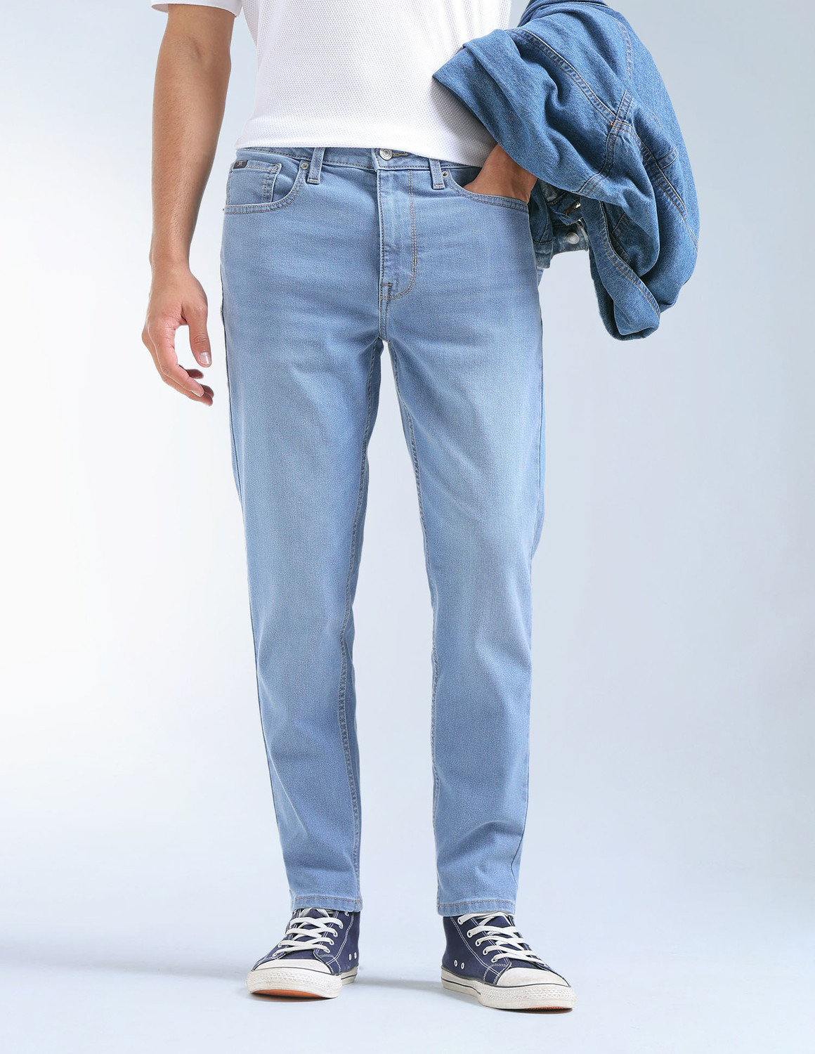Image of FLYING MACHINE Relaxed Fit Men Blue Jeans