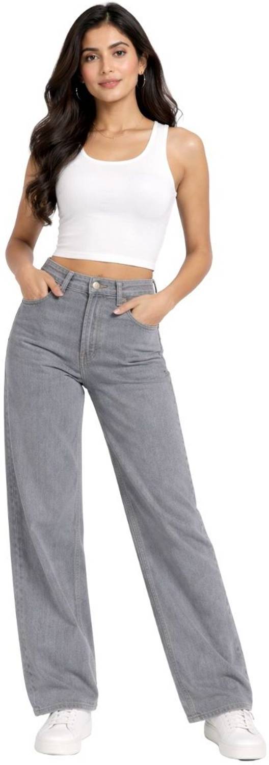 ABM FASHION HUB Straight Fit Women Grey Jeans
