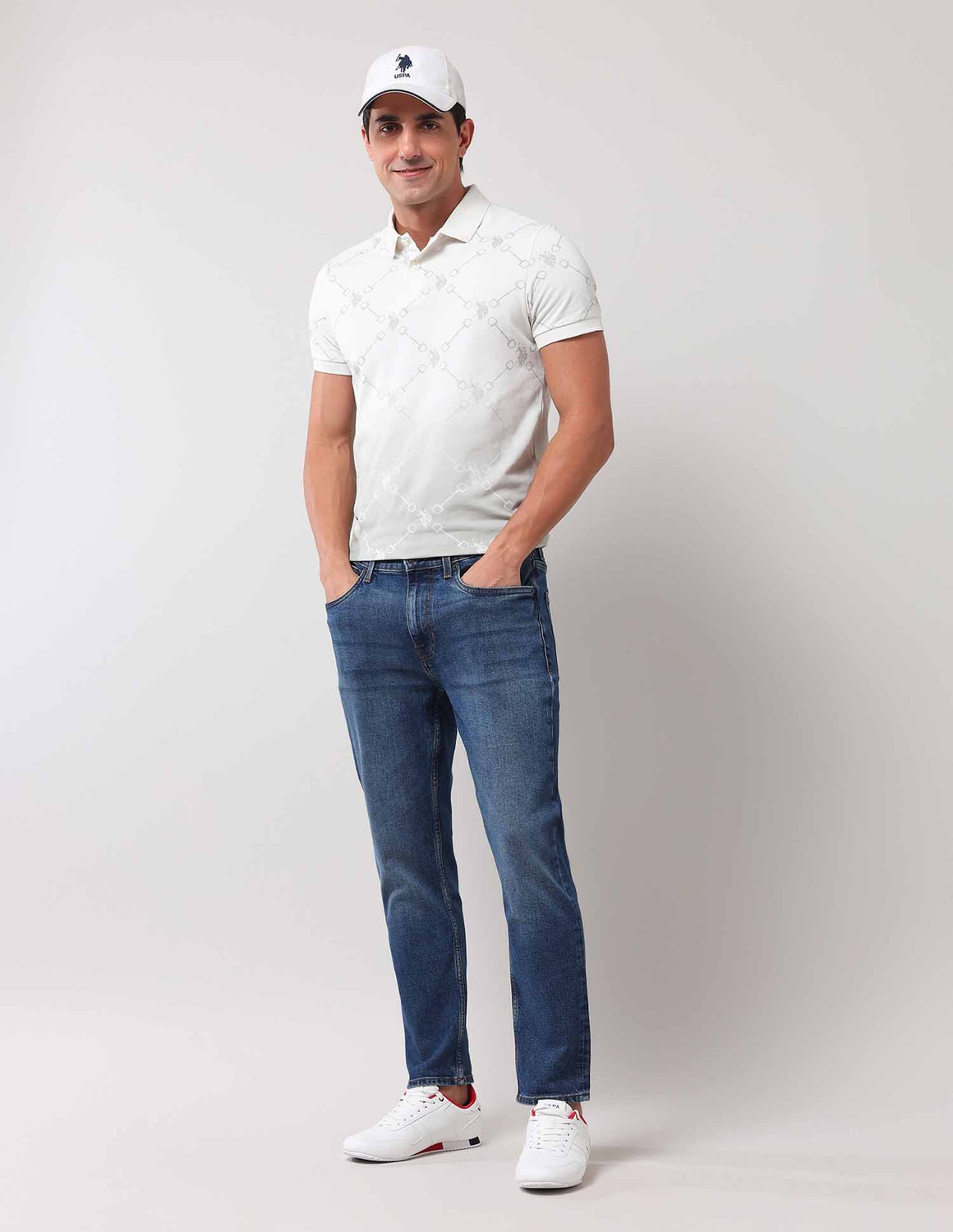 Image of U.S. POLO ASSN. Tapered Fit Men Blue Jeans