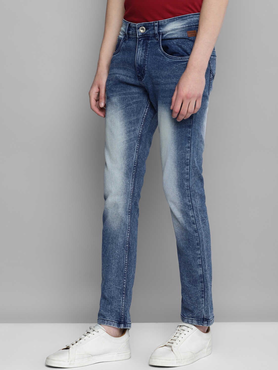 Image of Allen Cooper Comfortable Slim Mid Rise Stretchable Slim Men Blue Jeans
