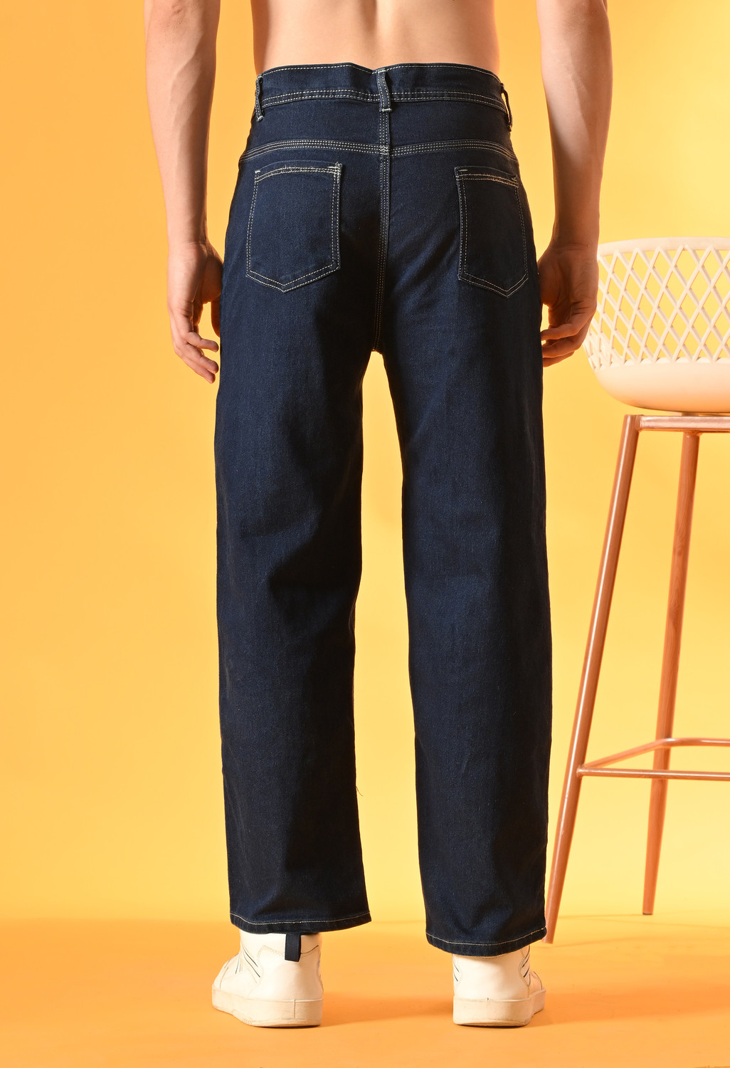 Image of Nalaka Relaxed Fit Men Dark Blue Jeans