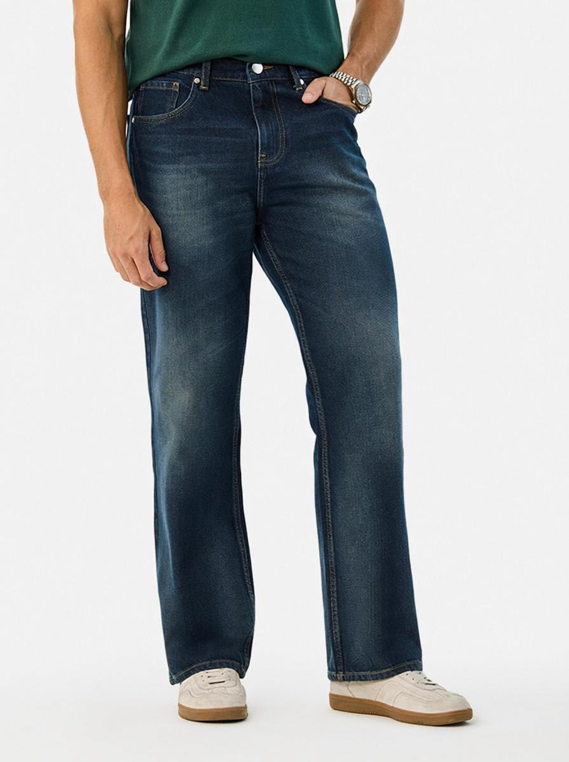 Image of Snitch Straight Fit Men Dark Blue Jeans