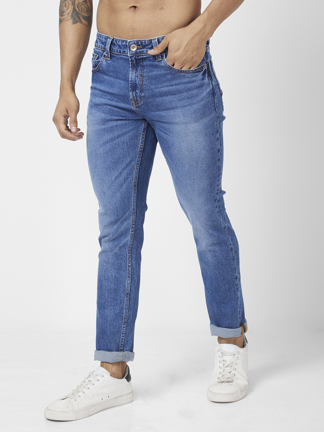 Image of Spykar Slim Men Blue Jeans