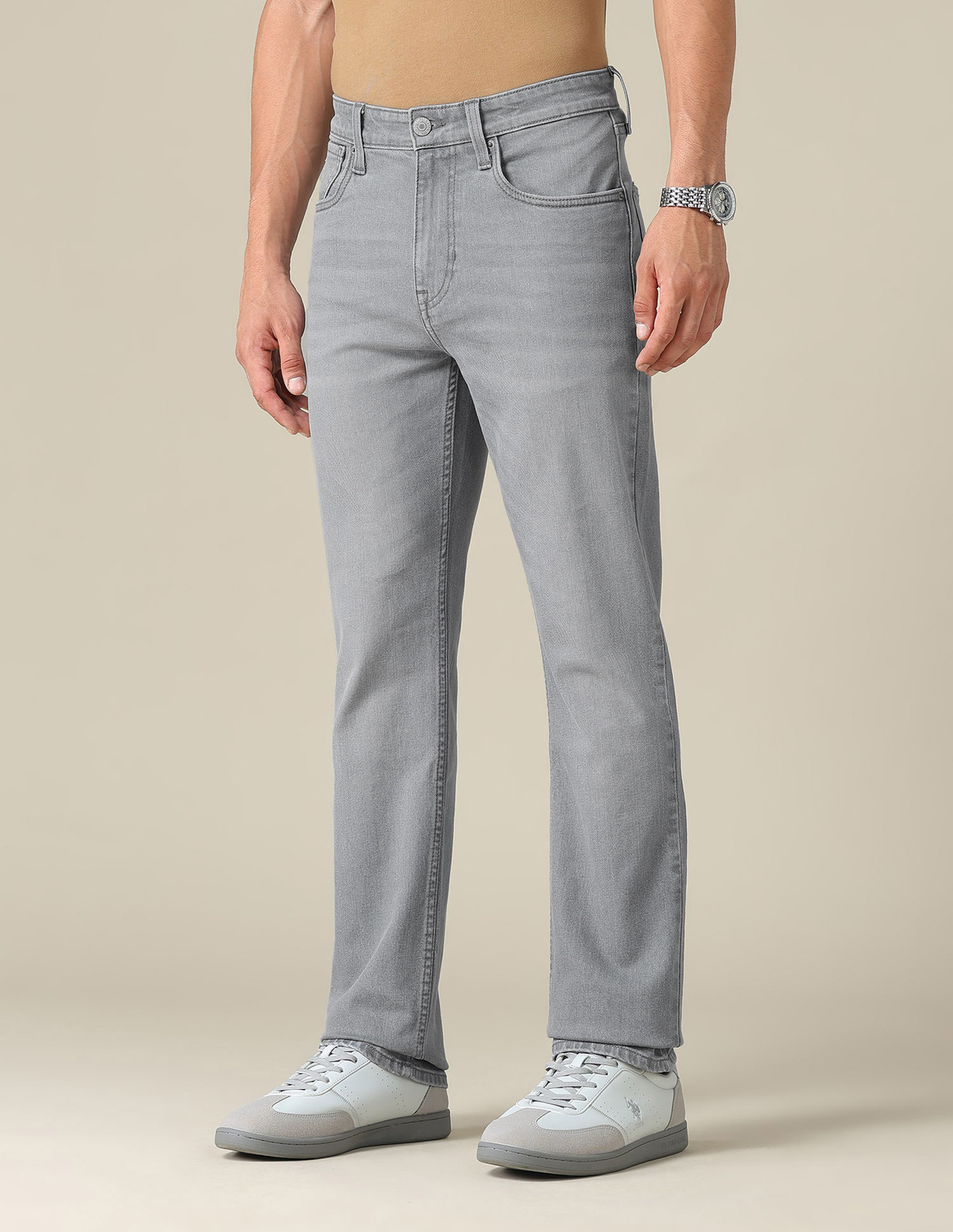 Image of U.S. Polo Assn. Denim Co. Straight Fit Men Grey Jeans