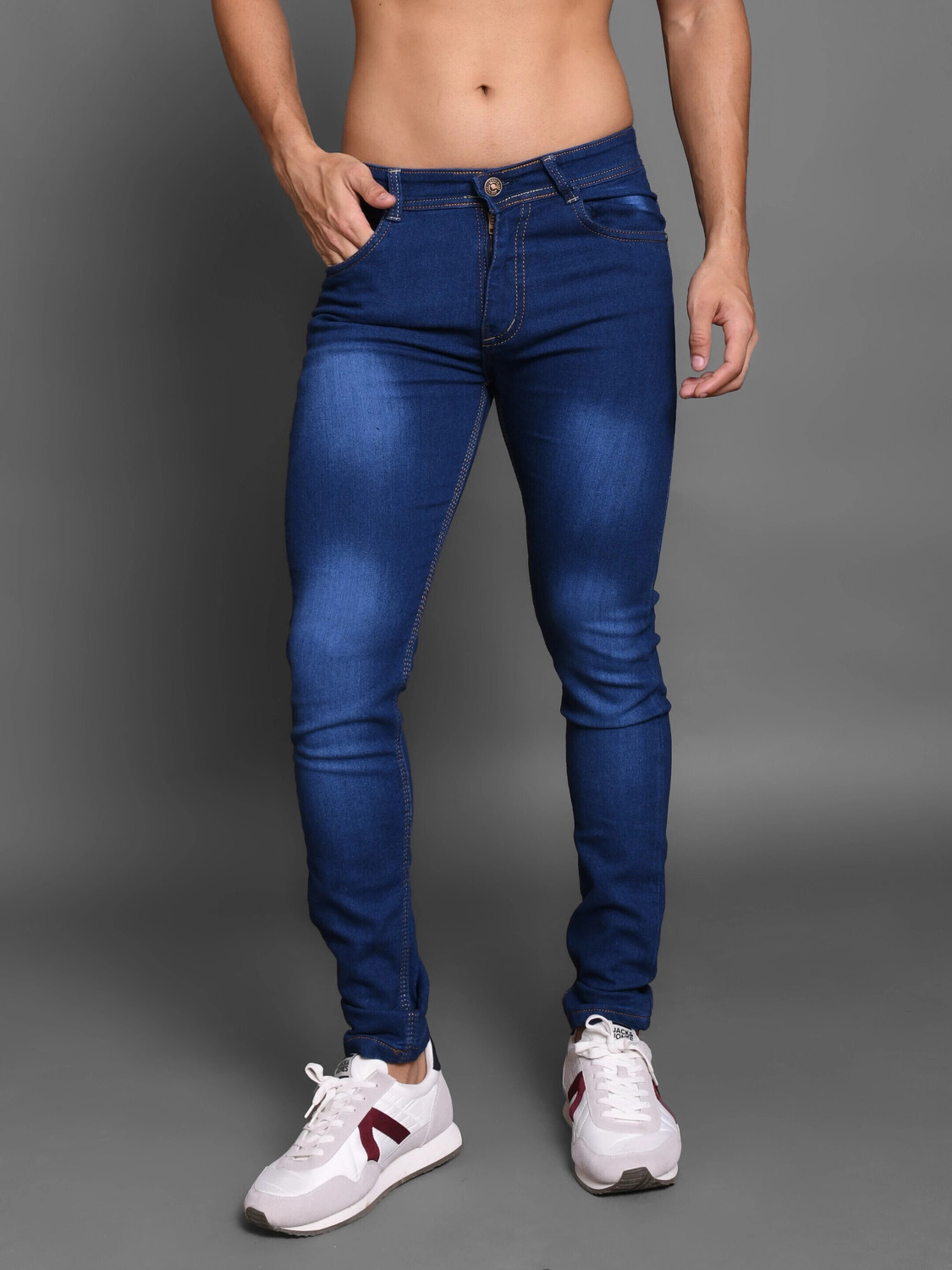 Image of Lzard Slim Men Dark Blue Jeans