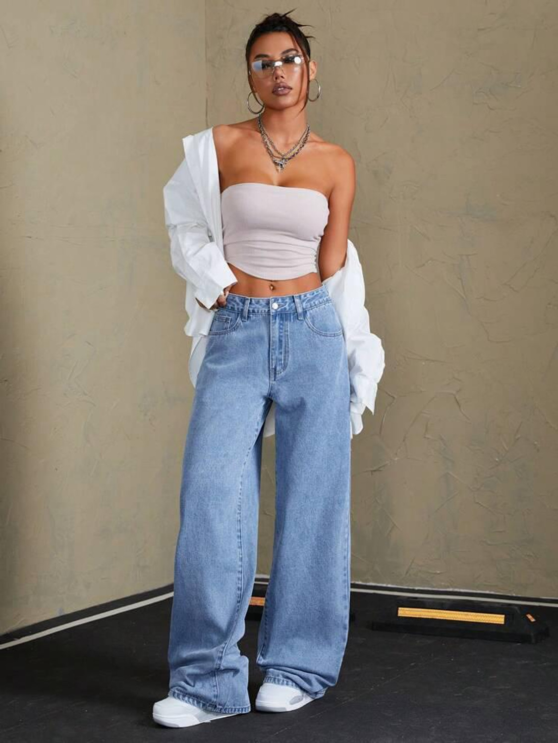 Image of VK Fashion Wide Leg Women Light Blue Jeans