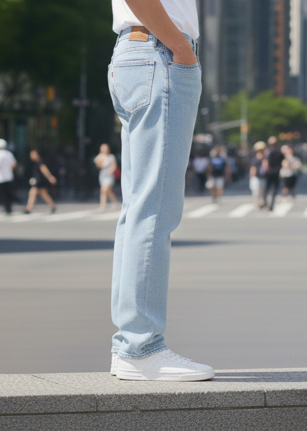 Image of MWFASHION Straight Fit Men Light Blue Jeans