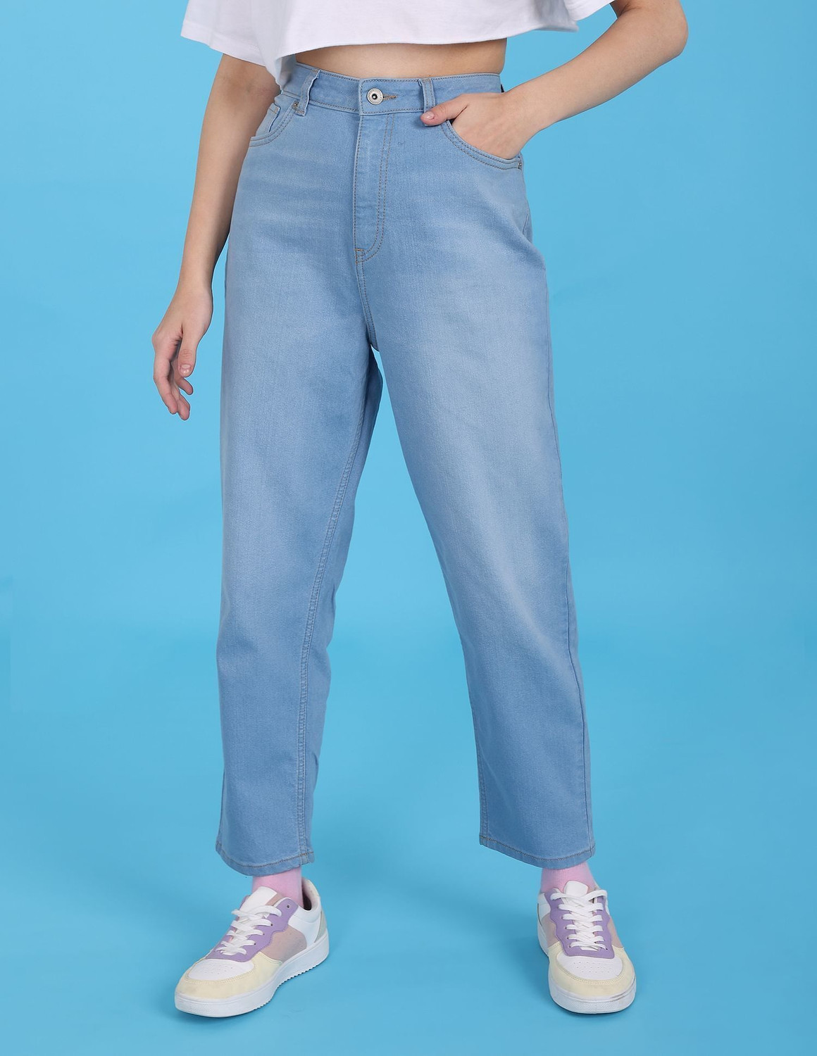 Image of FLYING MACHINE Women Blue Jeans