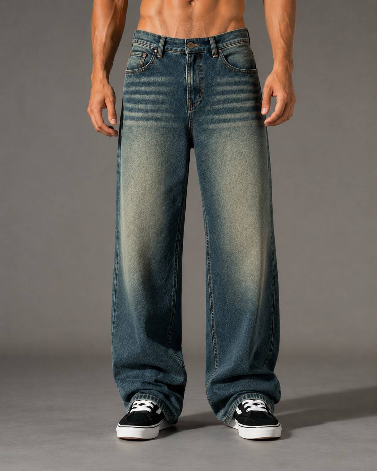 sanedi Baggy Fit Men Green Jeans