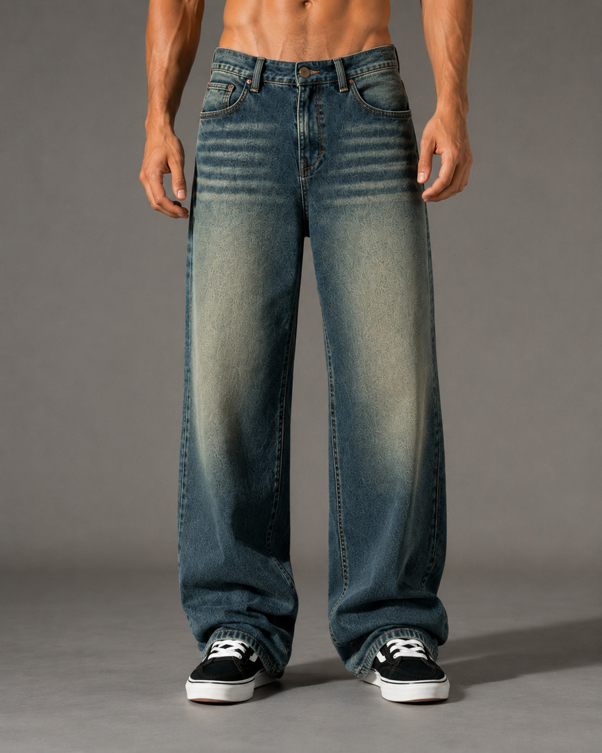 Image of sanedi Baggy Fit Men Green Jeans