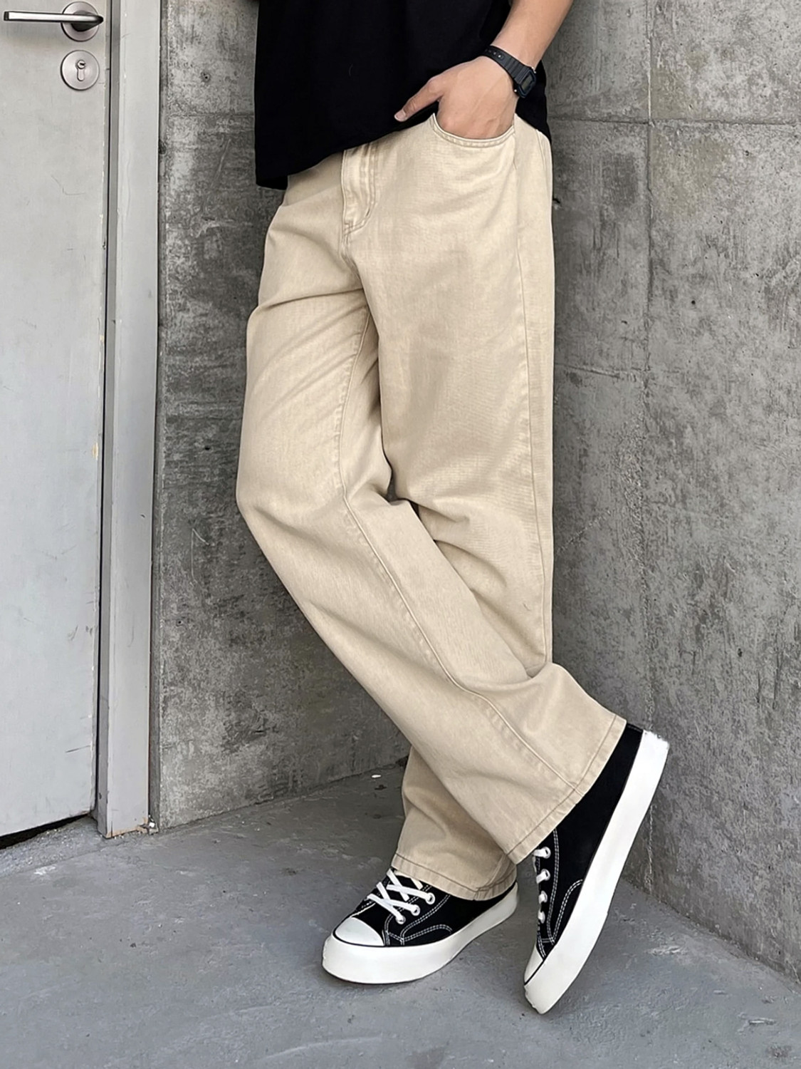 Image of Masterly Weft Regular Men Beige Jeans