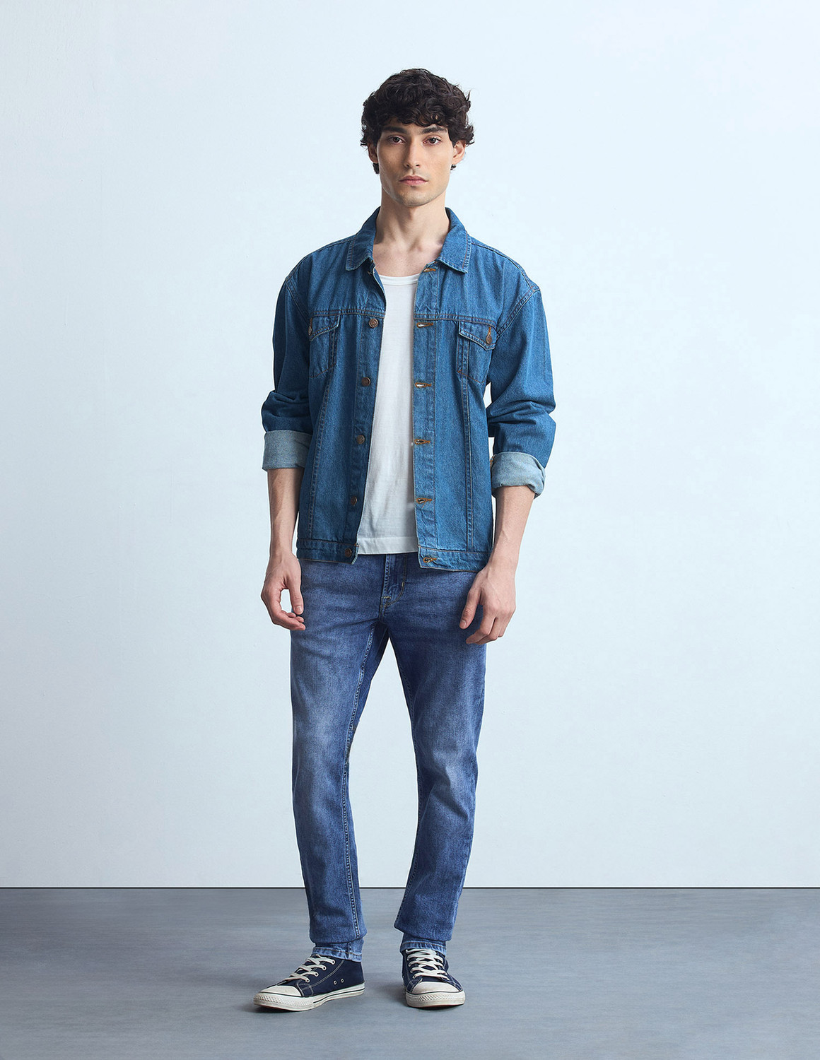 Image of FLYING MACHINE Skinny Men Blue Jeans