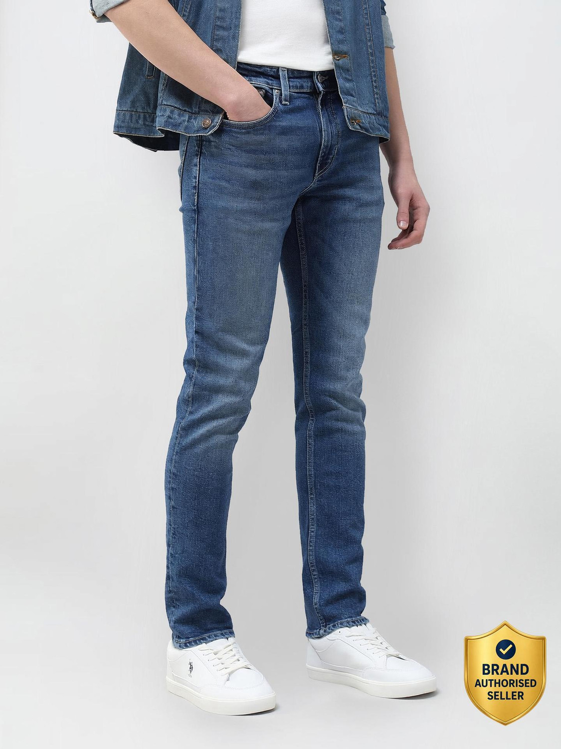 Image of U.S. Polo Assn. Denim Co. Tapered Fit Men Blue Jeans