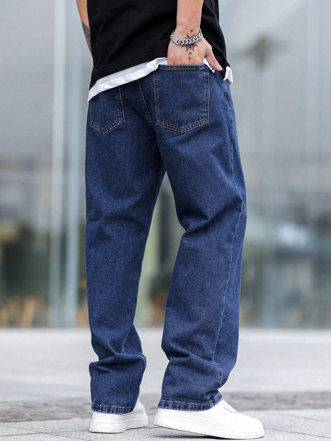 Image of DENIM LOOK Relaxed Fit Men Dark Blue Jeans