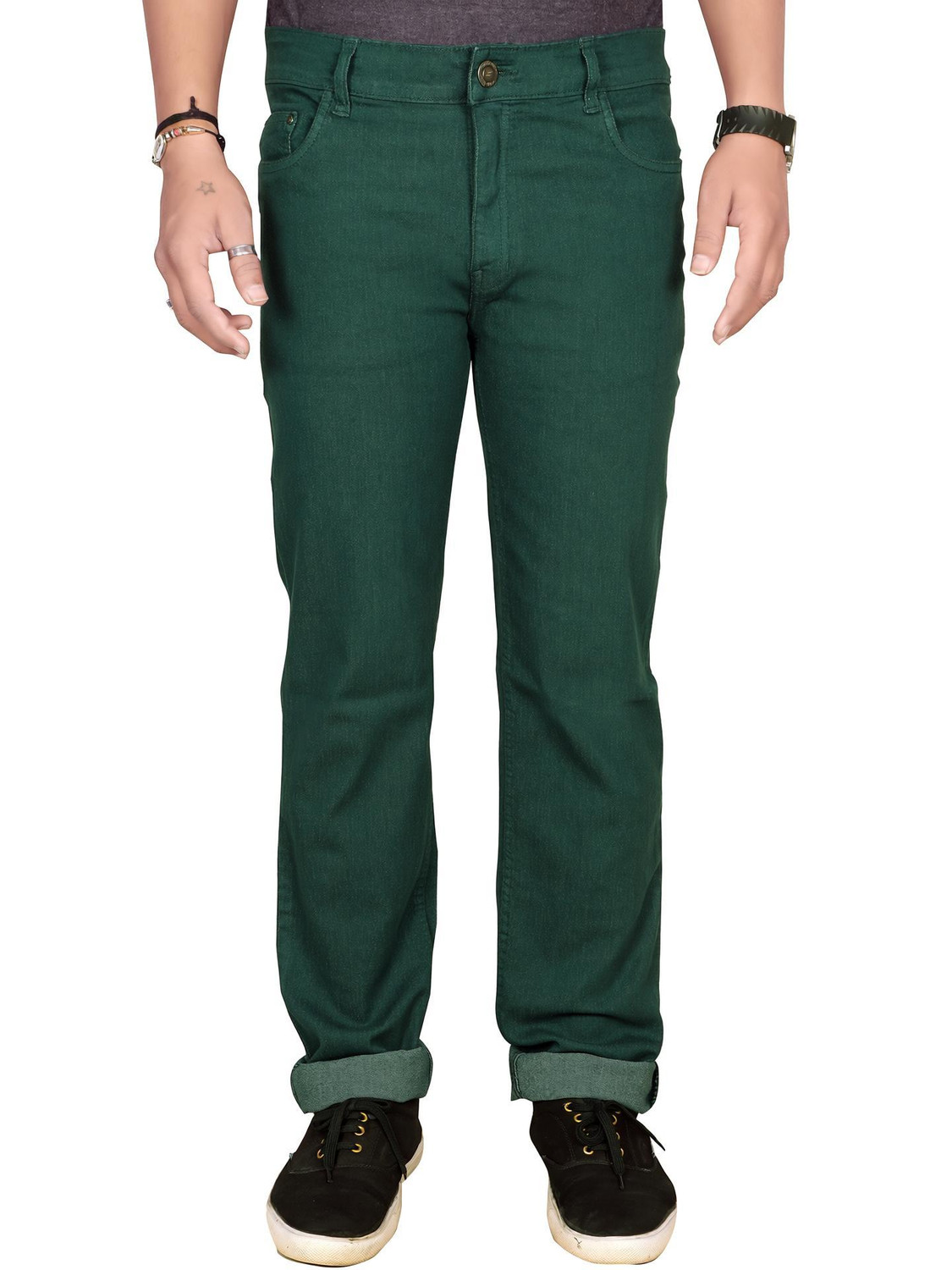 Image of JUST BLACK Regular Men Dark Green Jeans
