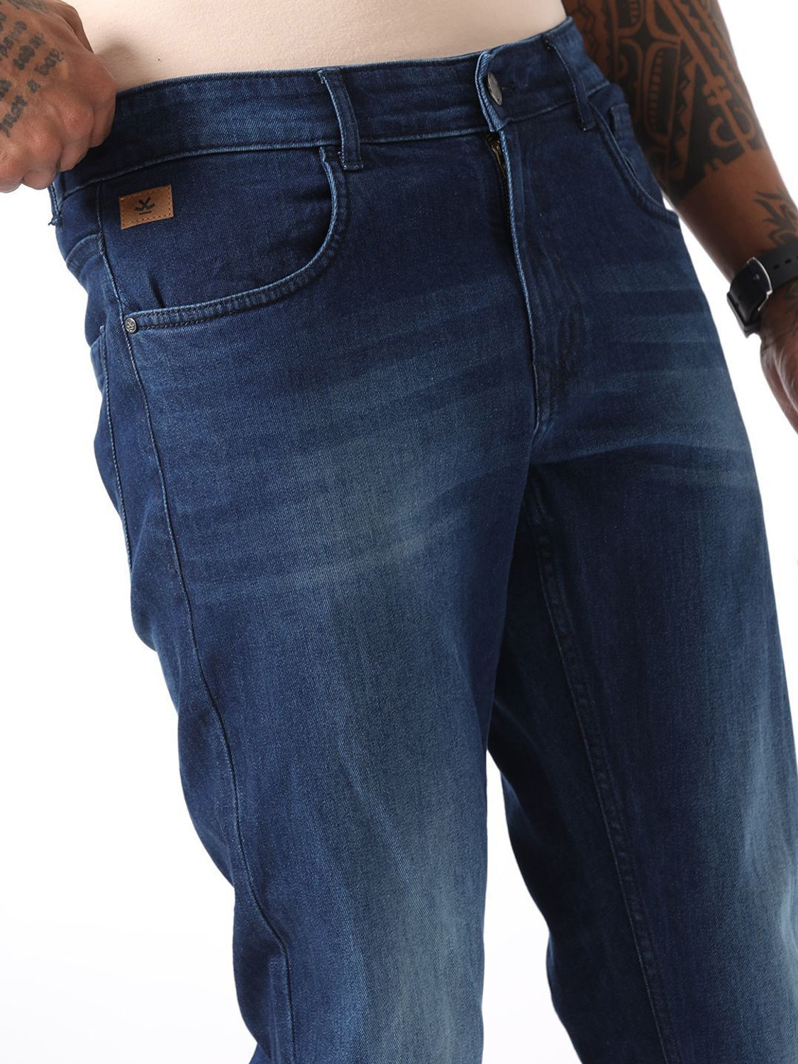 Image of WROGN Straight Fit Men Blue Jeans