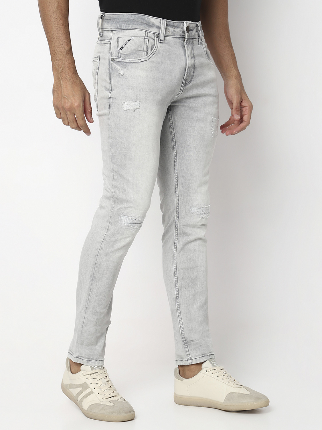 Image of Spykar Men Slim Low Rise Grey Jeans