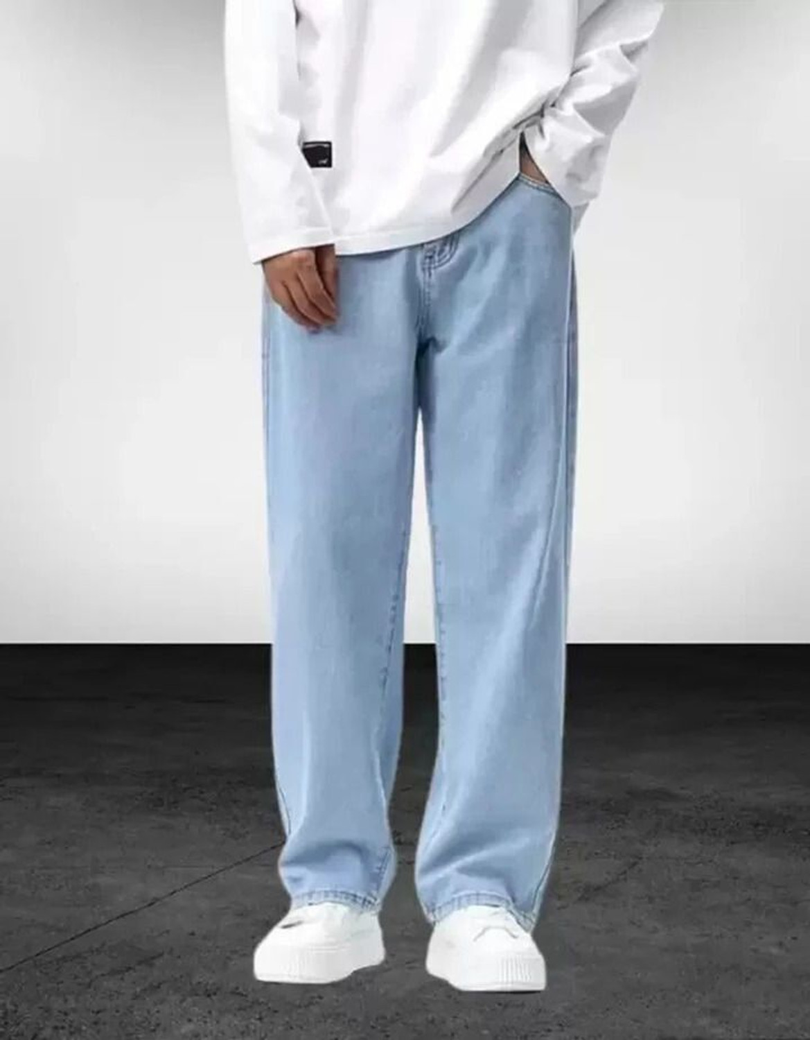 Image of LOOKONCE Loose Fit Men Light Blue Jeans