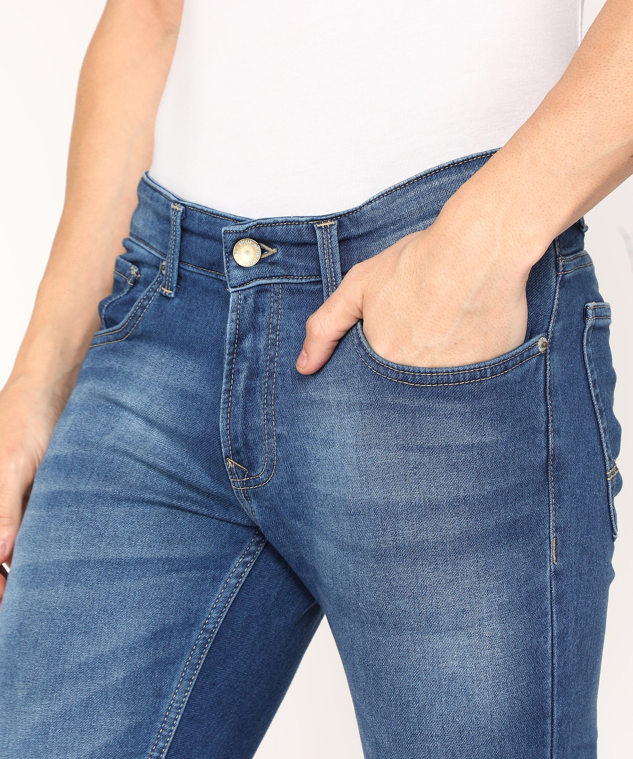 Image of Spykar Super Skinny Men Light Blue Jeans