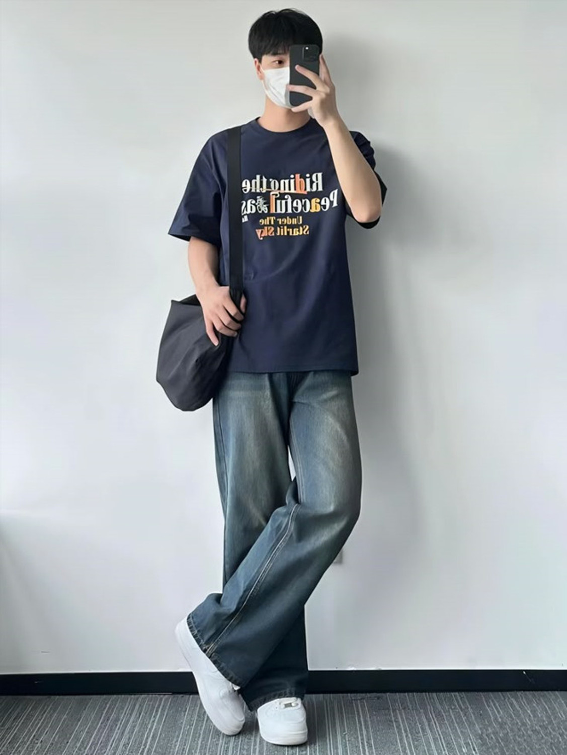 Image of RIHANTRADE Wide Leg Men Blue Jeans