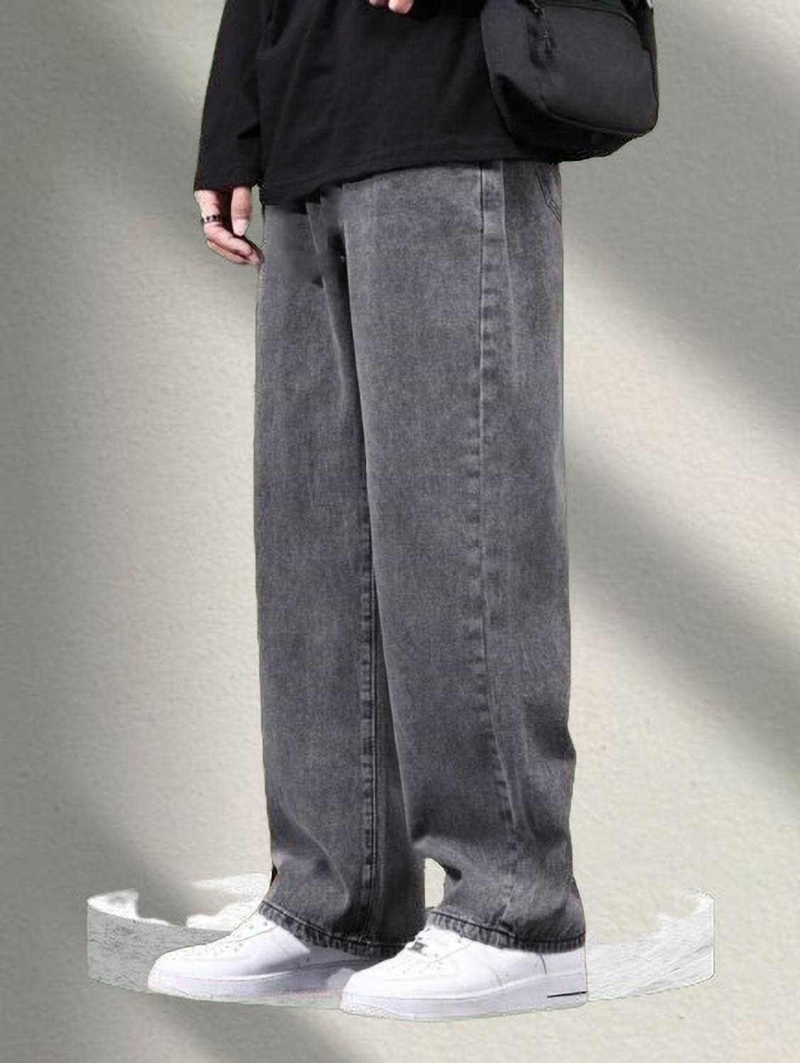 StarForWell Loose Fit Men Grey Jeans - Image 4