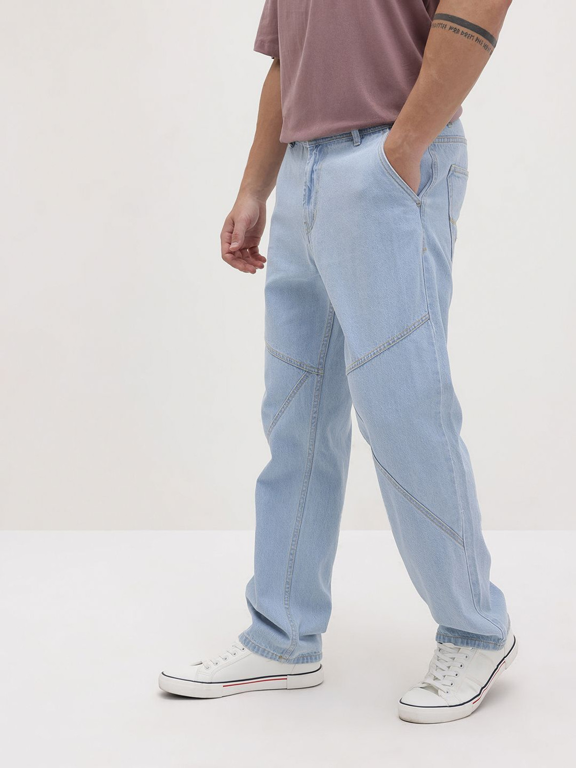 Image of Roadster Straight Fit Men Light Blue Jeans