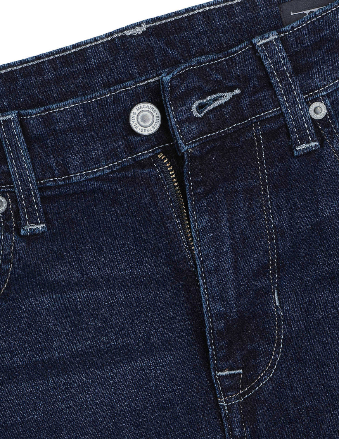 Image of FLYING MACHINE Men Slim Mid Rise Blue Jeans