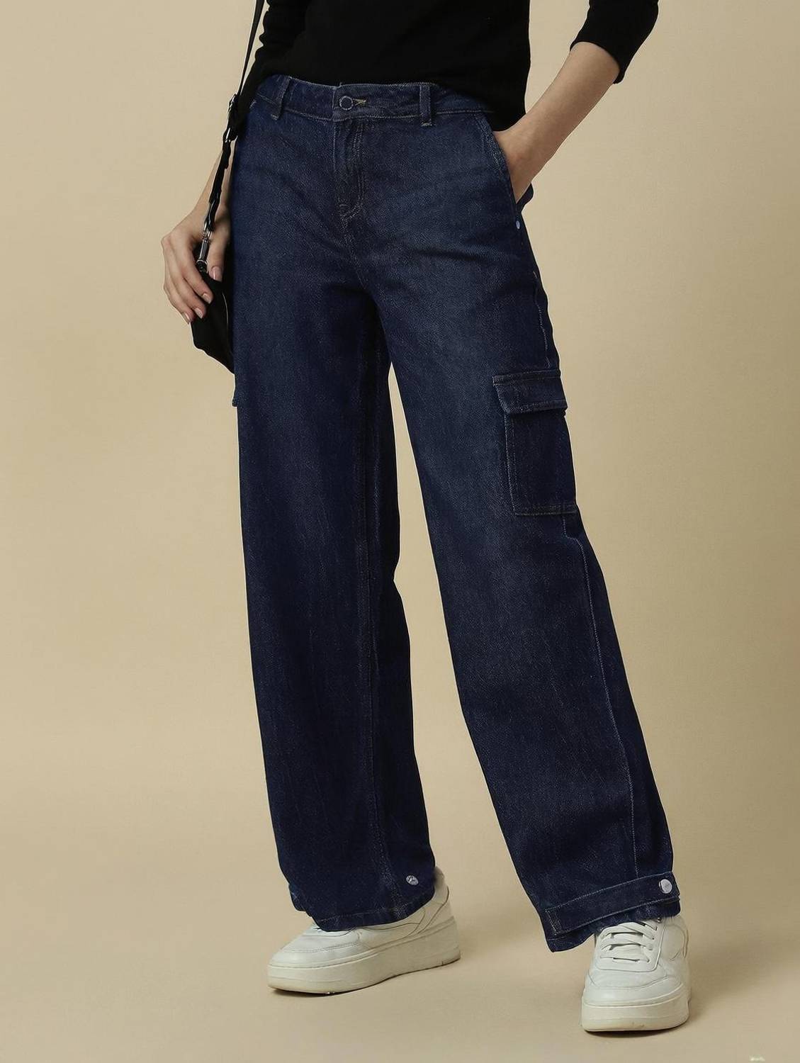 Allen Solly Loose Fit Women Dark Blue Jeans