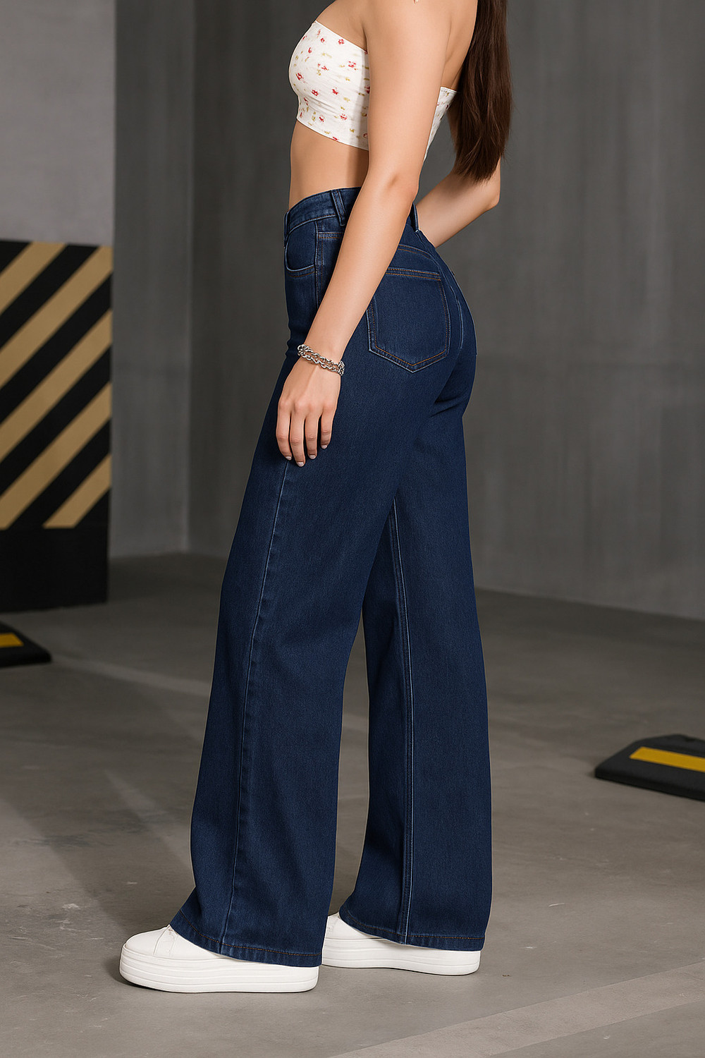 Image of KASHIAN Loose Fit Women Dark Blue Jeans