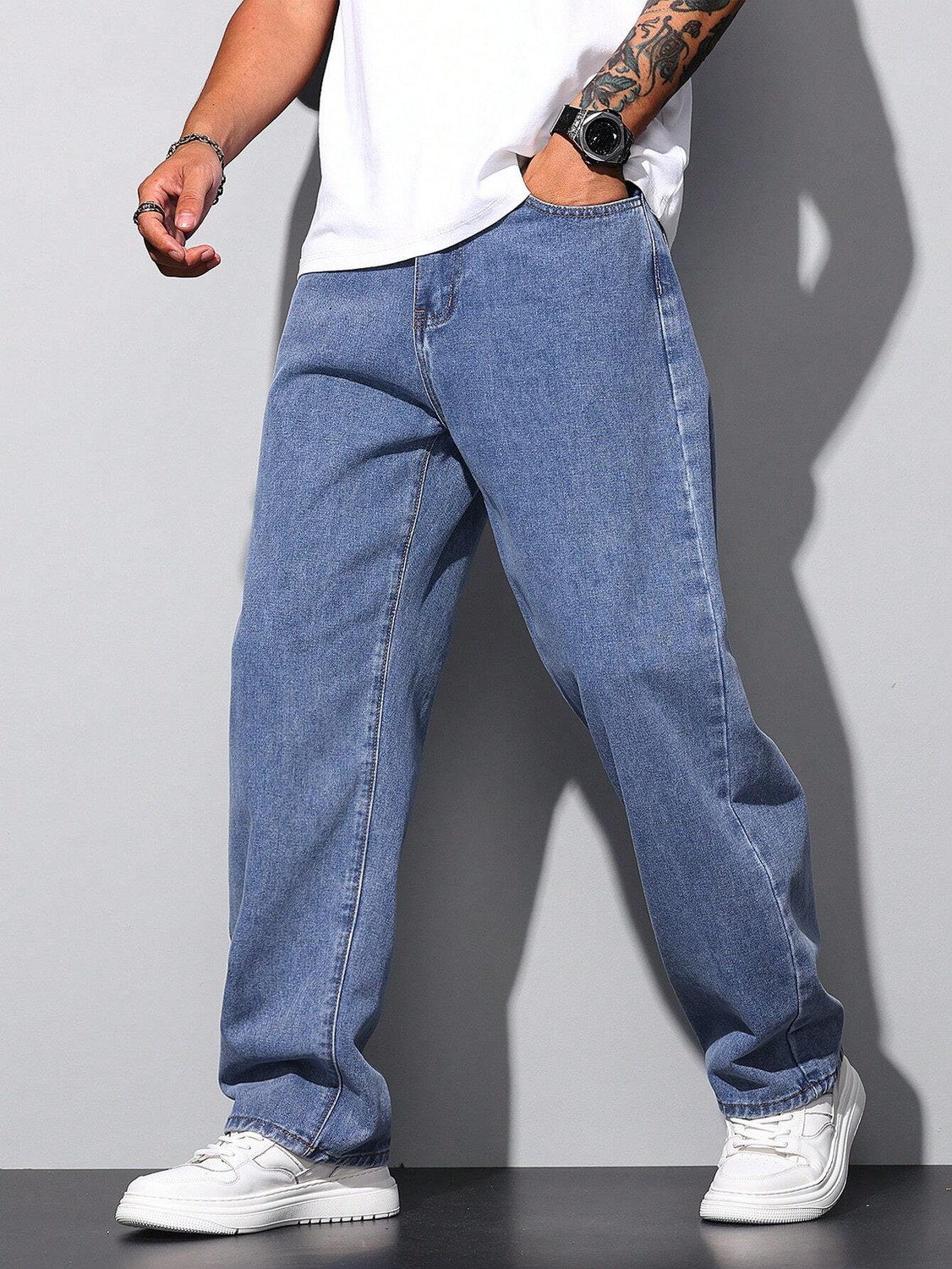Image of DENIM LOOK Loose Fit Men Light Blue Jeans