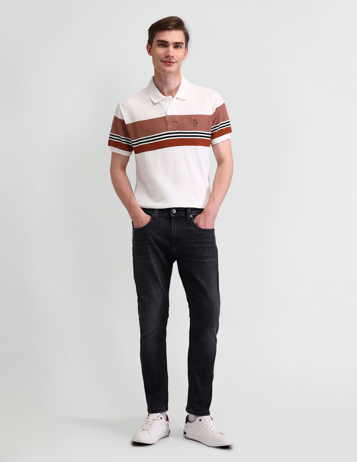 Image of U.S. POLO ASSN. Tapered Fit Men Black Jeans