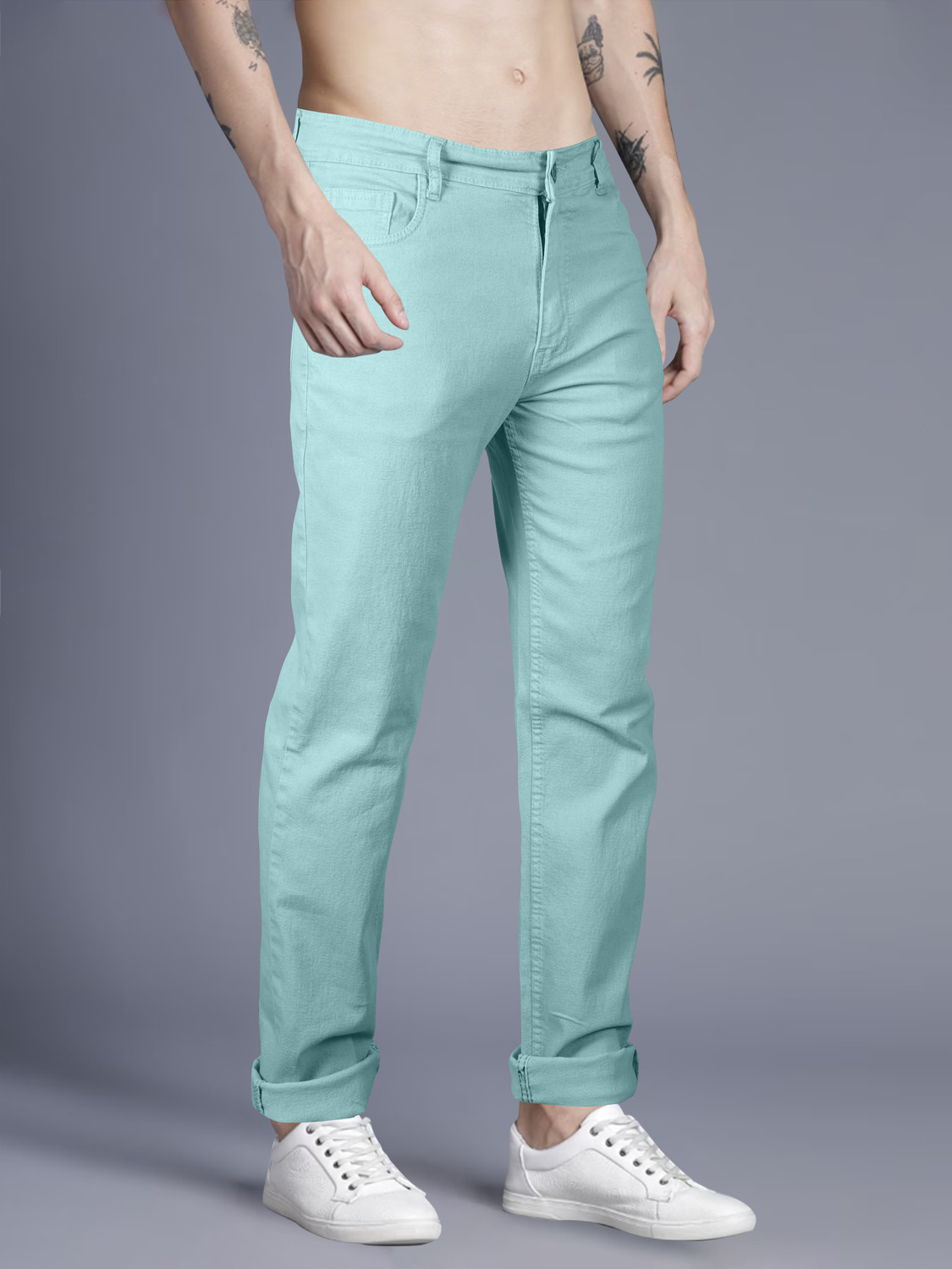 Image of JUST BLACK Regular Men Light Green Jeans