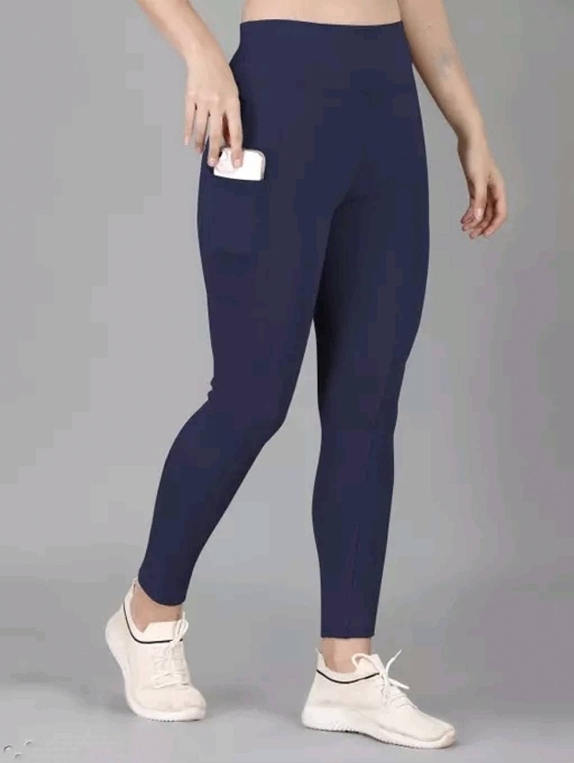 Earth joy Solid Women Blue Tights