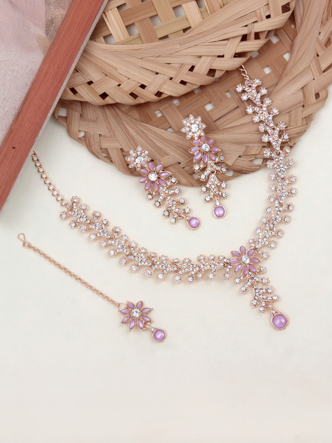 Image of Atasi International Alloy Gold-plated Rose Gold, Purple Jewellery Set