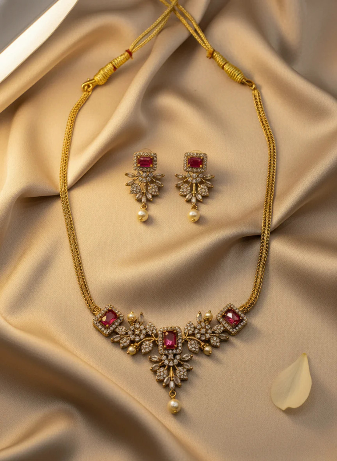 Image of Trixee Brass, Copper Gold-plated Gold Jewel Set (Pack of 1)