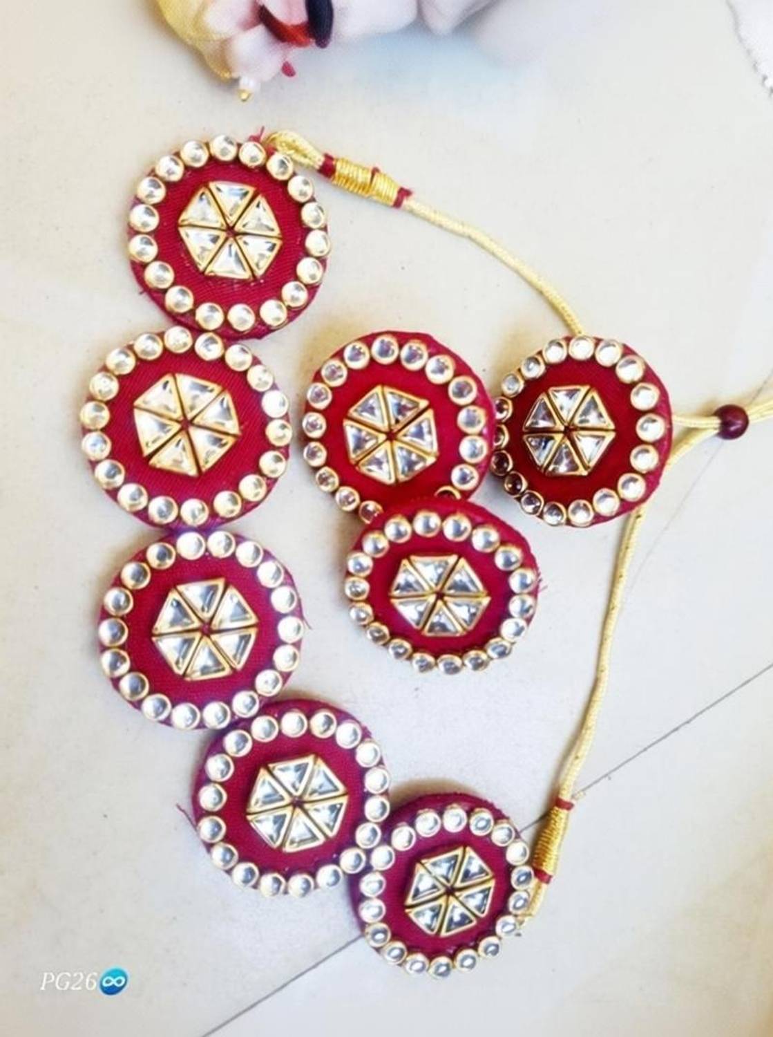 Adornn Fabric Red Jewellery Set