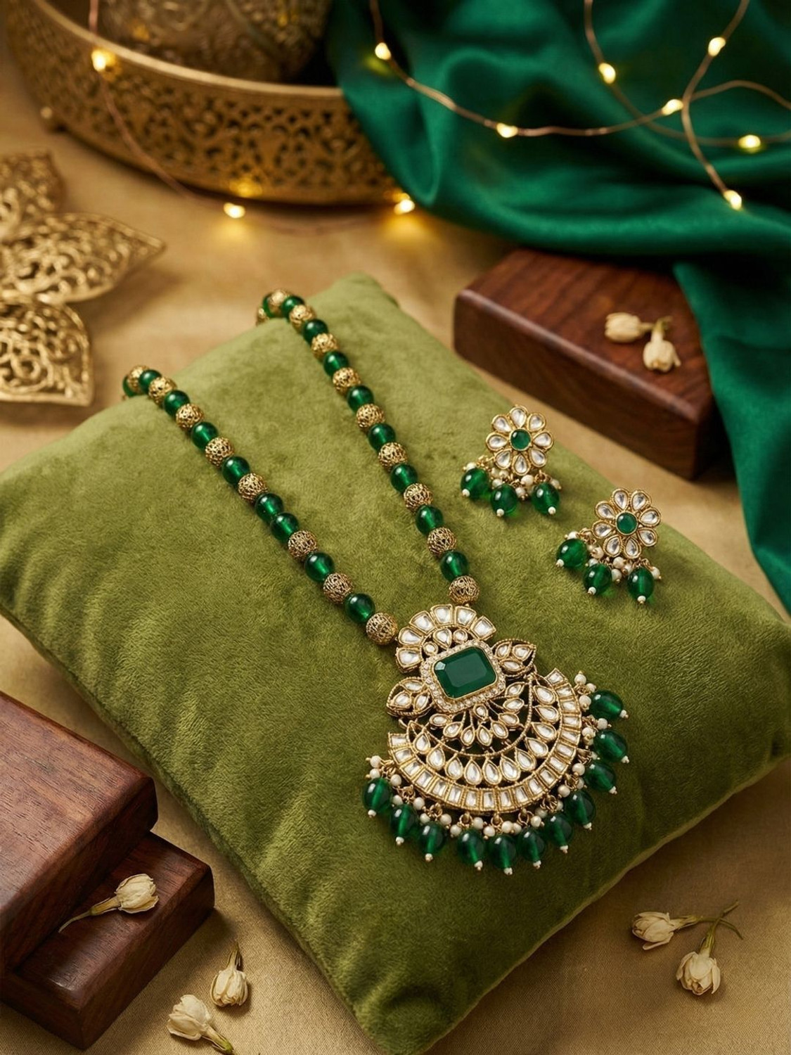Image of Reesha Jewel Brass, Alloy Gold-plated Multicolor Jewellery Set