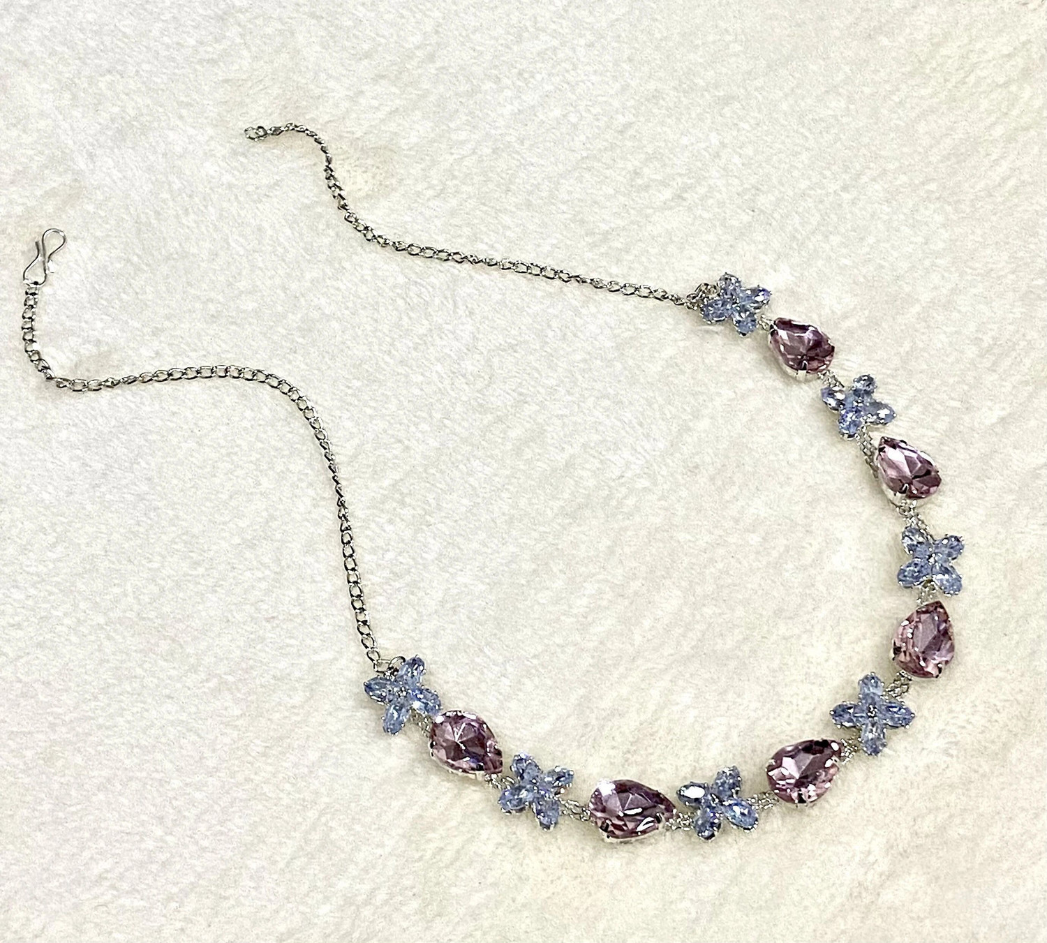 Image of OChori Stone, Alloy Silver Pink, Silver Jewellery Set