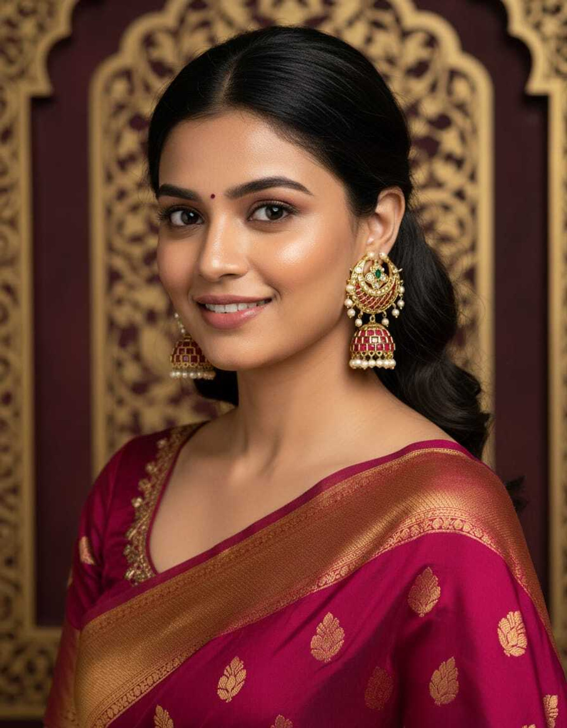 Image of Varnam Fashions Brass Gold-plated Multicolor Jewellery Set