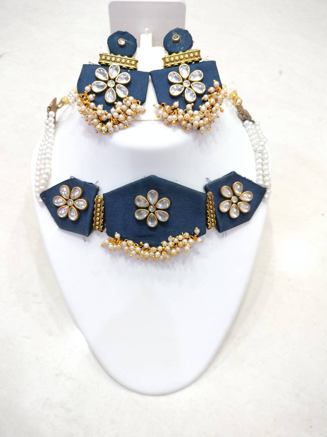 Adornn Fabric Blue Jewellery Set