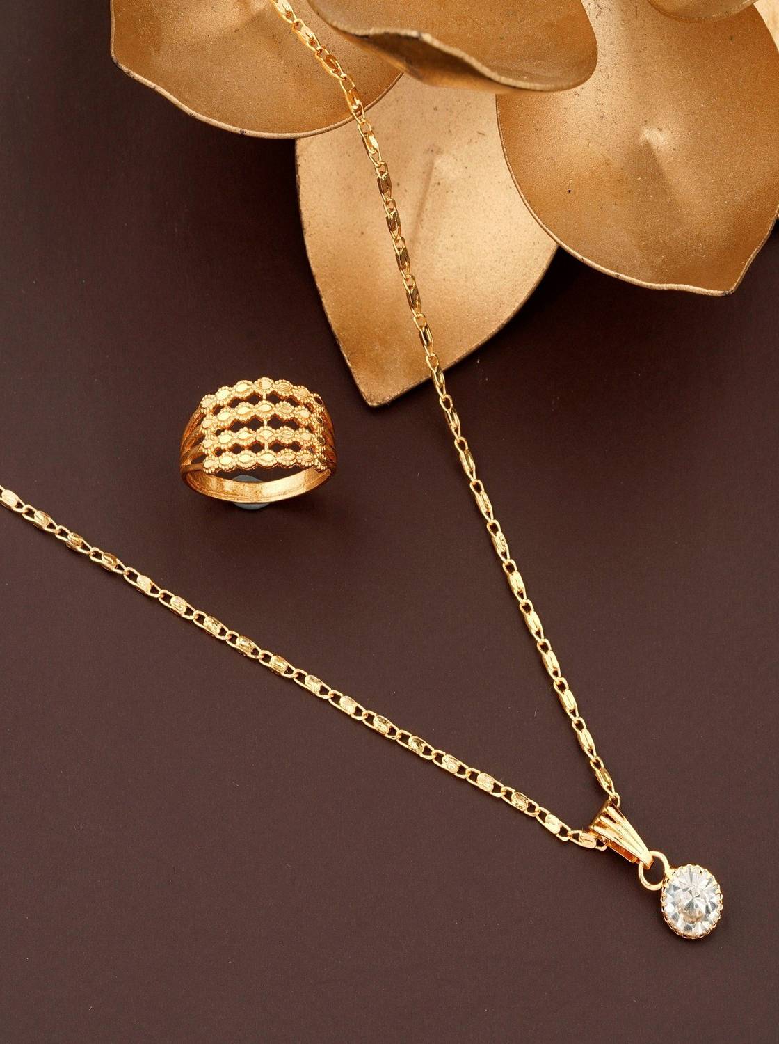 Bright STYLE Metal, Alloy Gold-plated Gold Jewellery Set